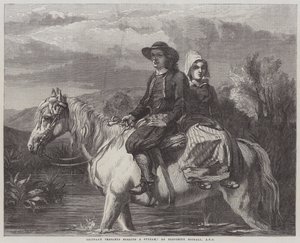 Contadini della Bretagna che guadano un ruscello da Frederick Goodall